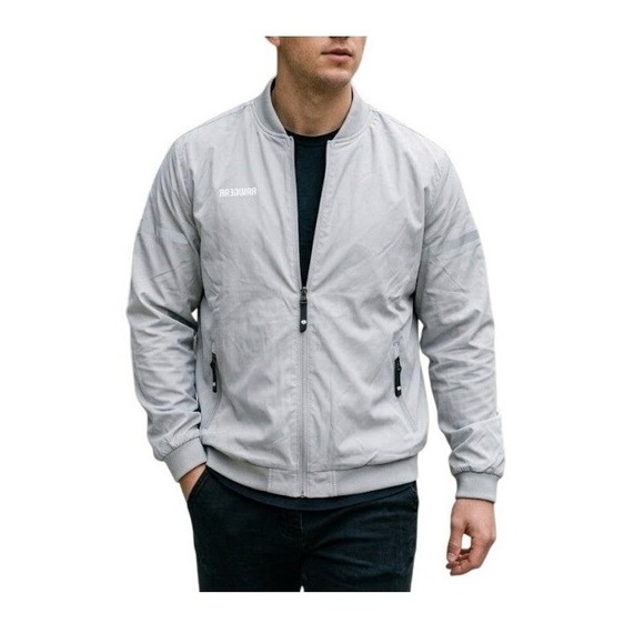 Rawgear Other - Rawgear‎ Reflective Line Bomber Jacket Light Gray Lightweight Long Sleeve L